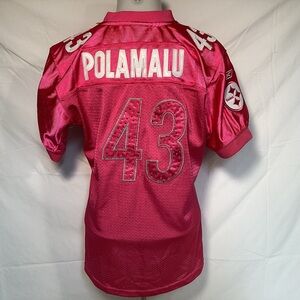 Reebok Women’s Pittsburgh Steelers Troy Polamalu Pink Breast Cancer Jersey